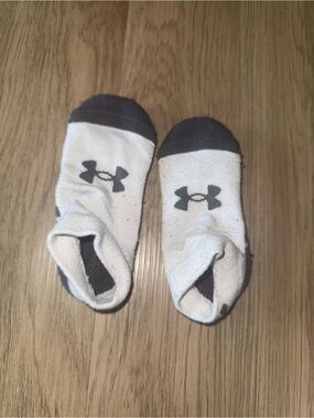 USED WORN Under Armour No-Show Socks in White and Charcoal